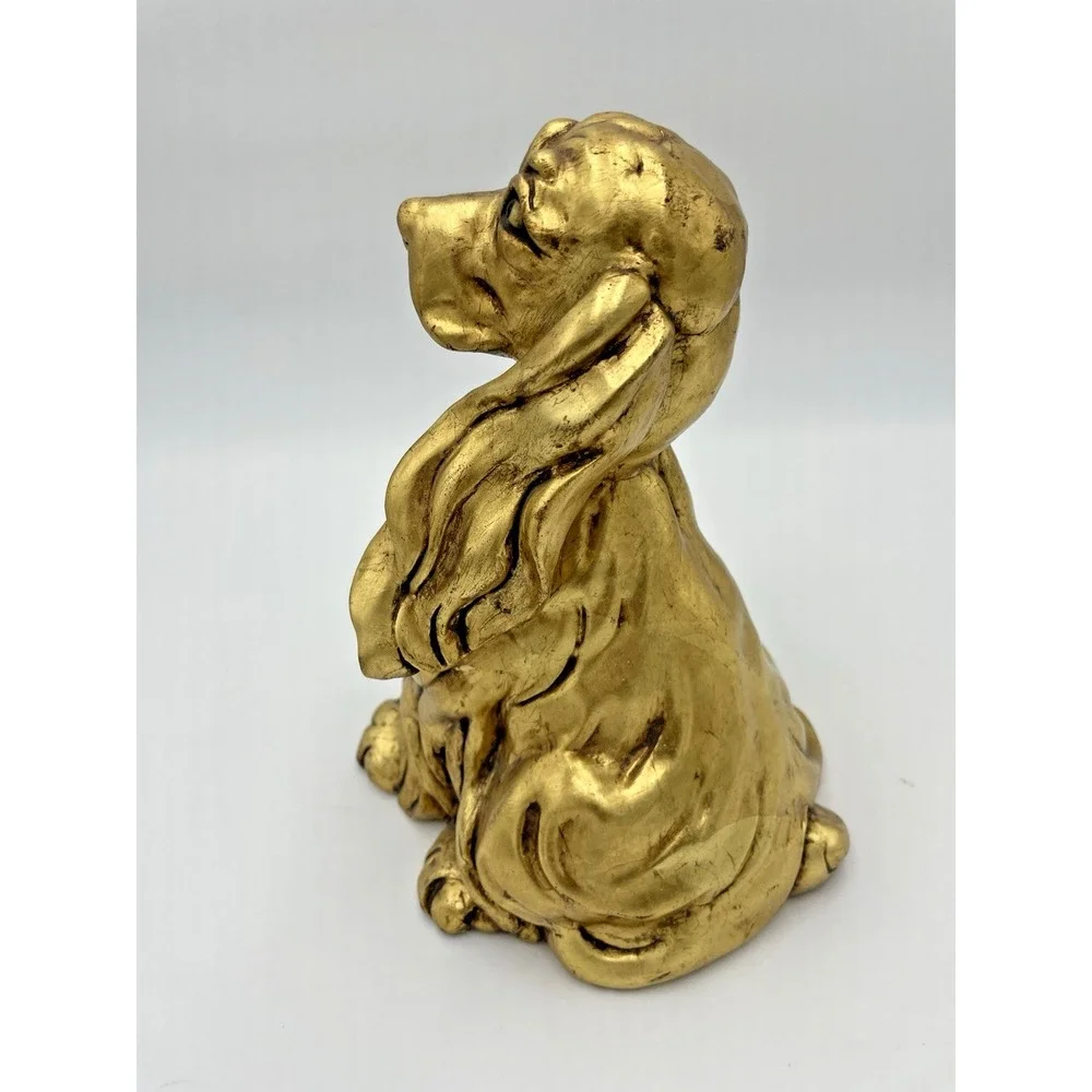 Vtg MCM Kay Finch California Pottery‎ 846 Gold Leaf Large Cocker Spanial Dog